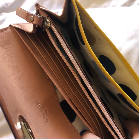 Kate Spade Mustard Yellow Silver Turn Lock Wallet - Picture 5 of 10